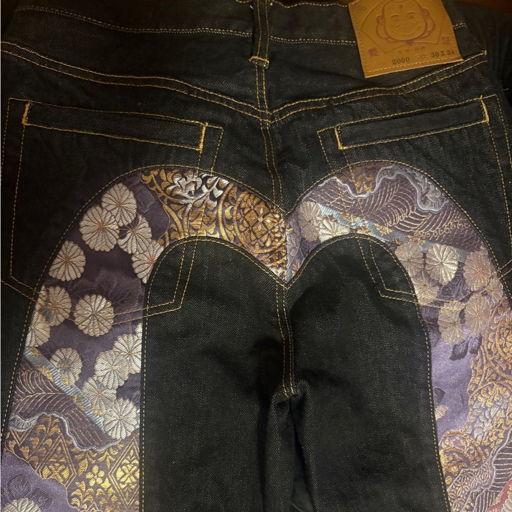 Evisu Japanese Selvedge Denim jeans. Daicock design. Purple color design